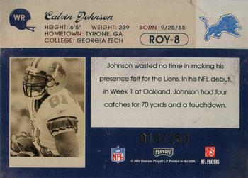 2007 Playoff Contenders - ROY Contenders Gold Holofoil #ROY-8 Calvin Johnson Back