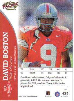 1999 Pacific #425 David Boston Back