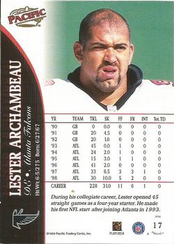 1999 Pacific #17 Lester Archambeau Back