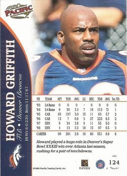 1999 Pacific #124 Howard Griffith Back
