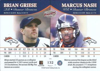 1999 Pacific #132 Brian Griese / Marcus Nash Back