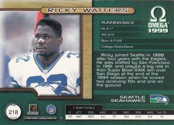 1999 Pacific Omega #218 Ricky Watters Back