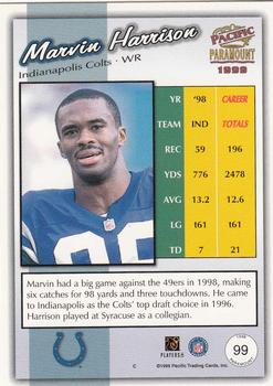 1999 Pacific Paramount #99 Marvin Harrison Back