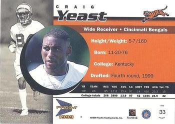 1999 Pacific Prism #33 Craig Yeast Back
