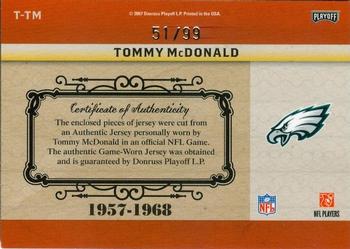 2007 Playoff National Treasures - Timeline Material NFL #T-TM Tommy McDonald Back