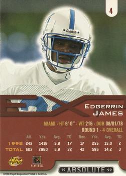 1999 Playoff Absolute EXP #4 Edgerrin James Back