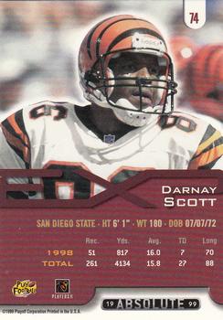 1999 Playoff Absolute EXP #74 Darnay Scott Back