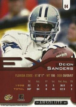 1999 Playoff Absolute EXP #84 Deion Sanders Back
