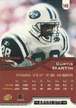 1999 Playoff Absolute EXP #149 Curtis Martin Back