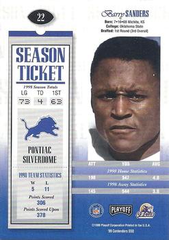 1999 Playoff Contenders SSD #22 Barry Sanders Back