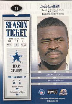 1999 Playoff Contenders SSD #44 Michael Irvin Back