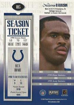 1999 Playoff Contenders SSD #105 Marvin Harrison Back