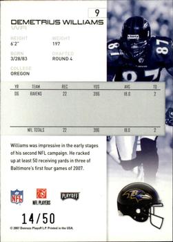 2007 Playoff NFL Playoffs - Silver Proof #9 Demetrius Williams Back