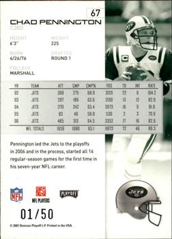 2007 Playoff NFL Playoffs - Silver Proof #67 Chad Pennington Back