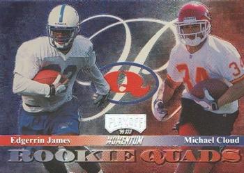 1999 Playoff Momentum SSD - Rookie Quads #RQ-2 Edgerrin James / Michael Cloud / Jeff Paulk / Joel Makovicka Front