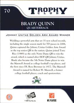 2007 Press Pass - Reflectors #70 Brady Quinn Back