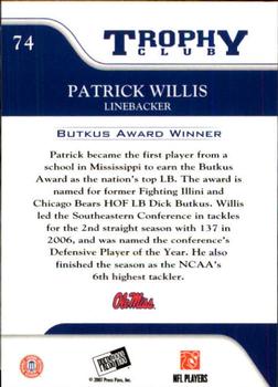 2007 Press Pass - Reflectors Blue #74 Patrick Willis Back