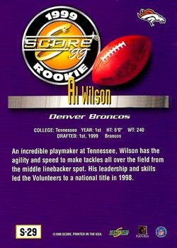 1999 Score Supplemental #S-29 Al Wilson Back