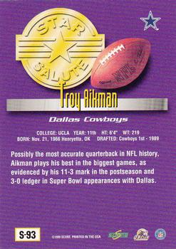 1999 Score Supplemental #S-93 Troy Aikman Back