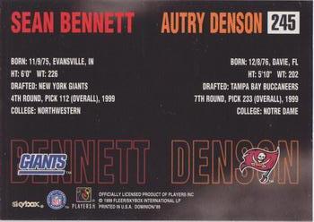 1999 SkyBox Dominion #245 Sean Bennett / Autry Denson Back