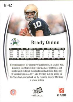 2007 Press Pass Legends - Bronze #B-42 Brady Quinn Back