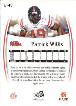 2007 Press Pass Legends - Bronze #B-48 Patrick Willis Back