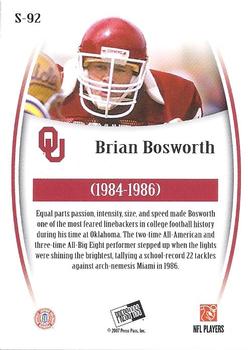 2007 Press Pass Legends - Silver #S-92 Brian Bosworth Back