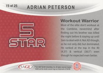 2007 SAGE Aspire - 5 Star #15 Adrian Peterson Back