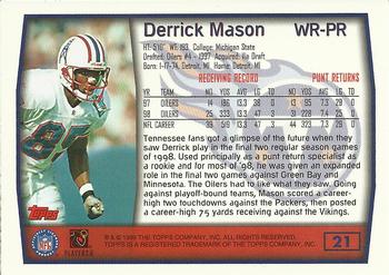 1999 Topps #21 Derrick Mason Back