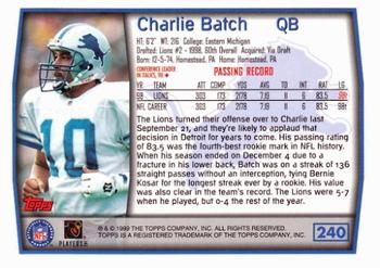1999 Topps #240 Charlie Batch Back