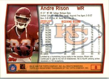 1999 Topps #8 Andre Rison Back
