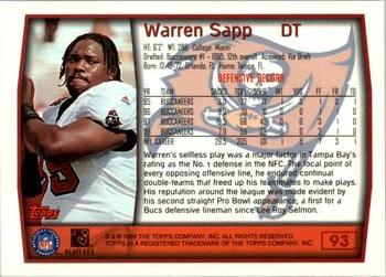 1999 Topps #93 Warren Sapp Back