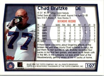 1999 Topps #107 Chad Bratzke Back