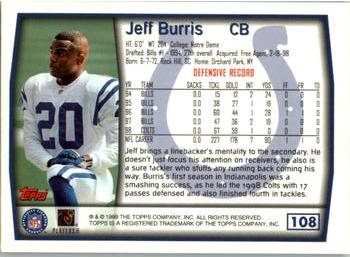 1999 Topps #108 Jeff Burris Back