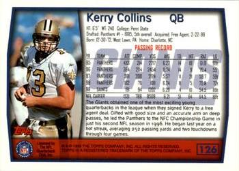 1999 Topps #126 Kerry Collins Back