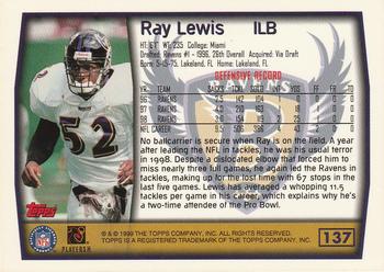 1999 Topps #137 Ray Lewis Back