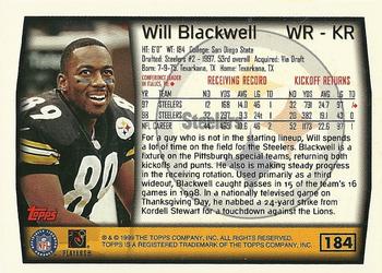 1999 Topps #184 Will Blackwell Back