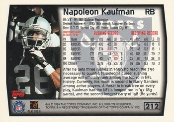 1999 Topps #212 Napoleon Kaufman Back