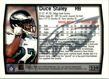 1999 Topps #239 Duce Staley Back