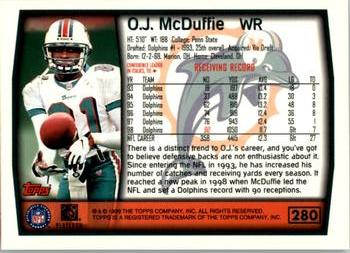 1999 Topps #280 O.J. McDuffie Back