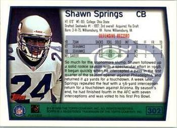 1999 Topps #302 Shawn Springs Back