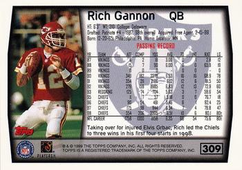 1999 Topps #309 Rich Gannon Back
