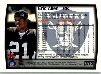 1999 Topps #312 Eric Allen Back