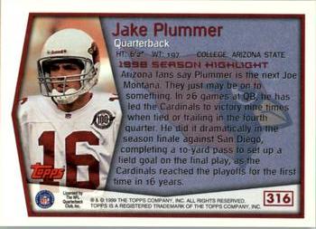 1999 Topps #316 Jake Plummer Back