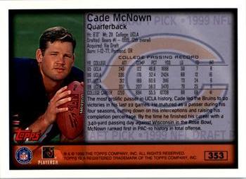 1999 Topps #353 Cade McNown Back