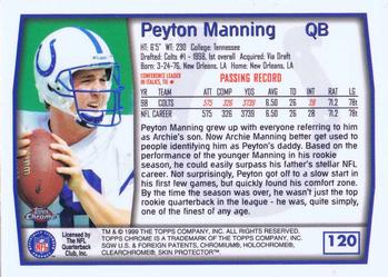 1999 Topps Chrome #120 Peyton Manning Back