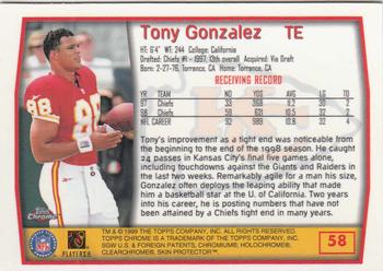 1999 Topps Chrome #58 Tony Gonzalez Back