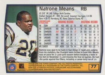 1999 Topps Chrome #77 Natrone Means Back