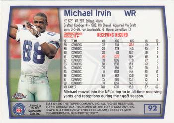 1999 Topps Chrome #92 Michael Irvin Back