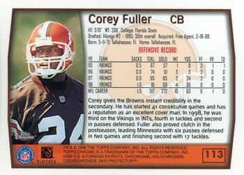 1999 Topps Chrome #113 Corey Fuller Back